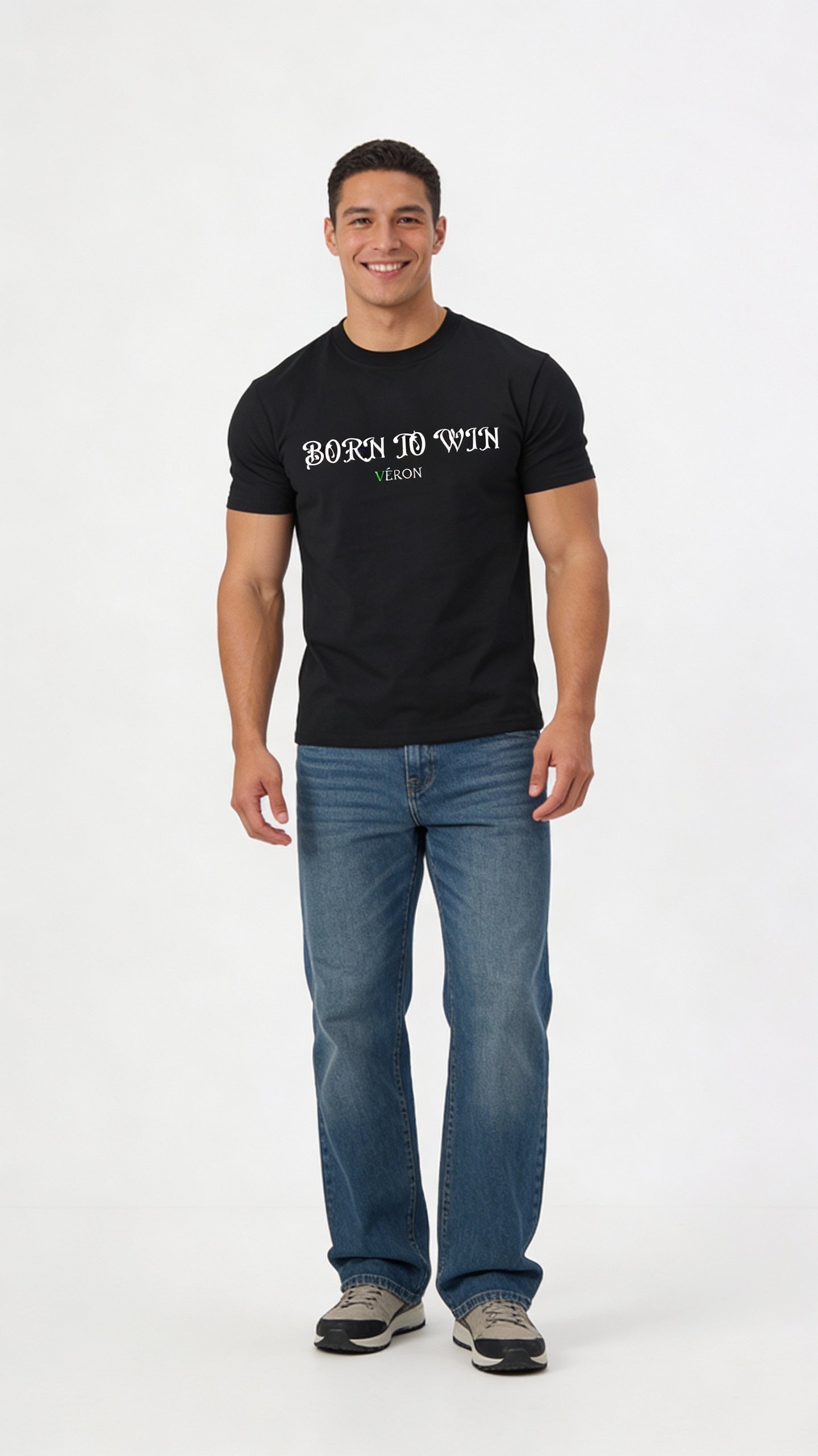 VÉRON motivational Born To Win t shirt high quality fabric 1