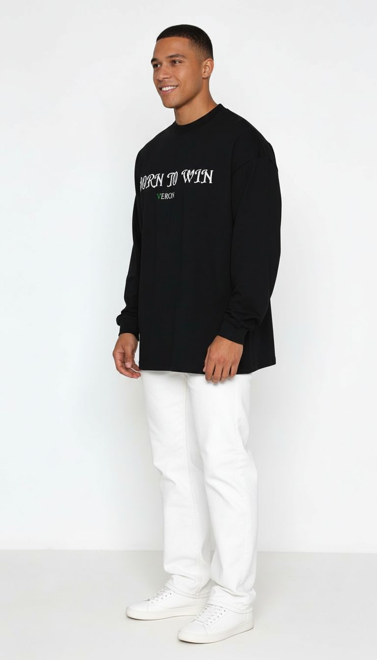 VÉRON Born To Win motivational streetwear long sleeve shirt 2