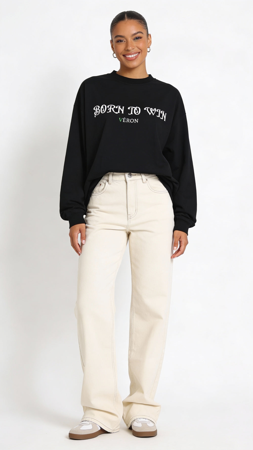 VÉRON Born To Win motivational streetwear long sleeve shirt 3