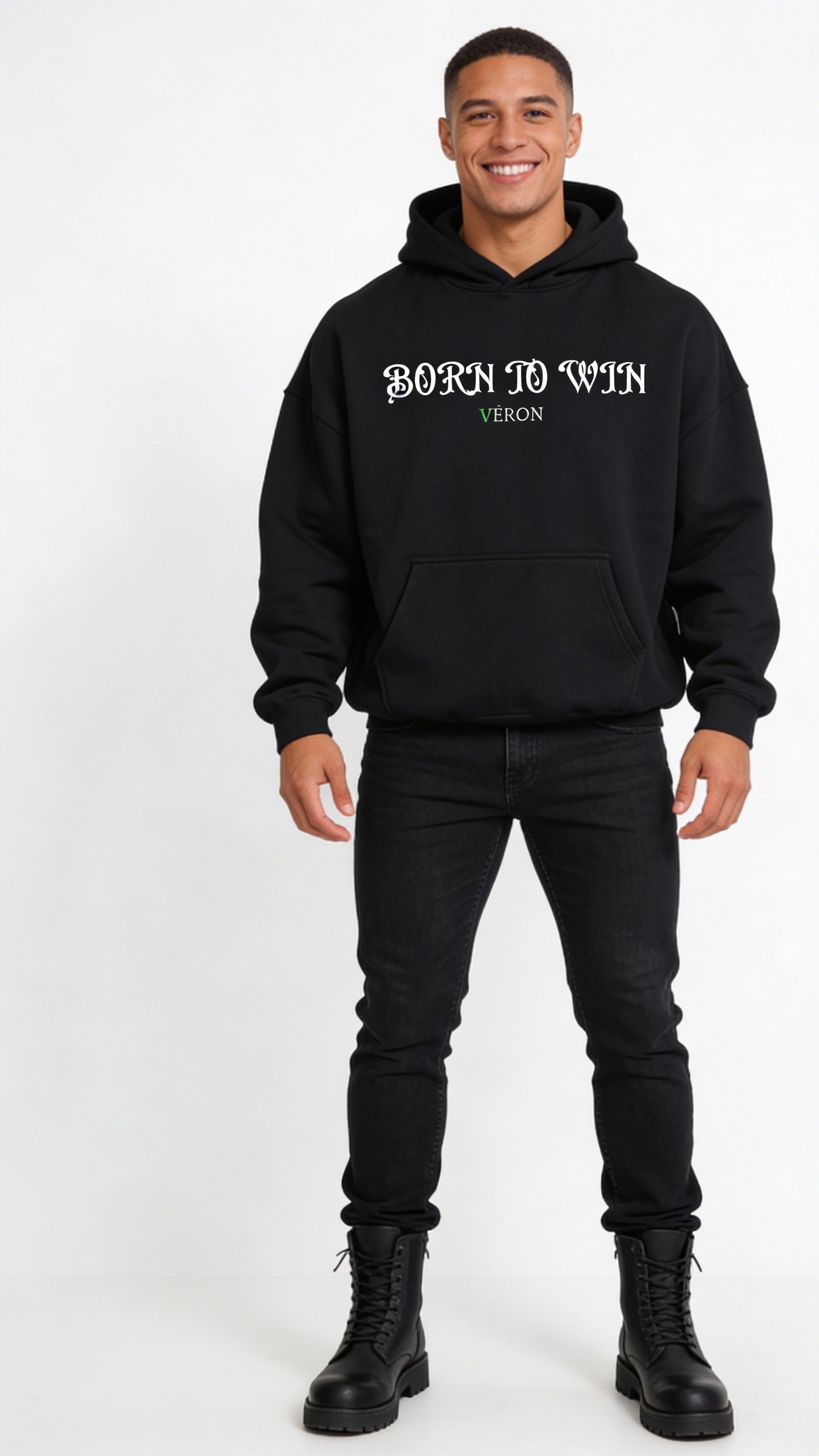 VÉRON Born To Win premium unisex hoodie luxury streetwear 3