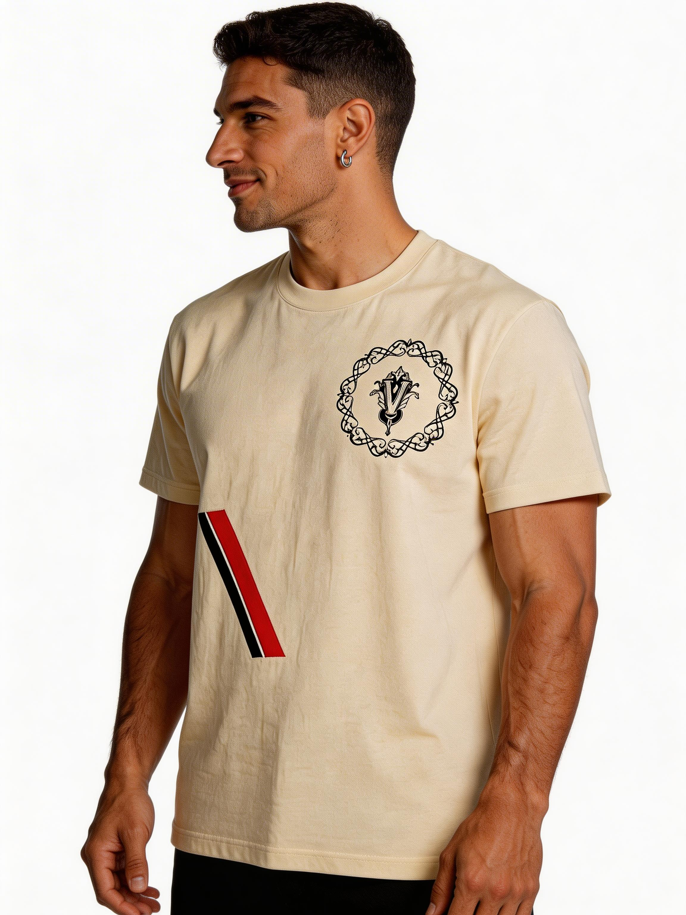 VÉRON Mayfair unisex t-shirt front view on model 6