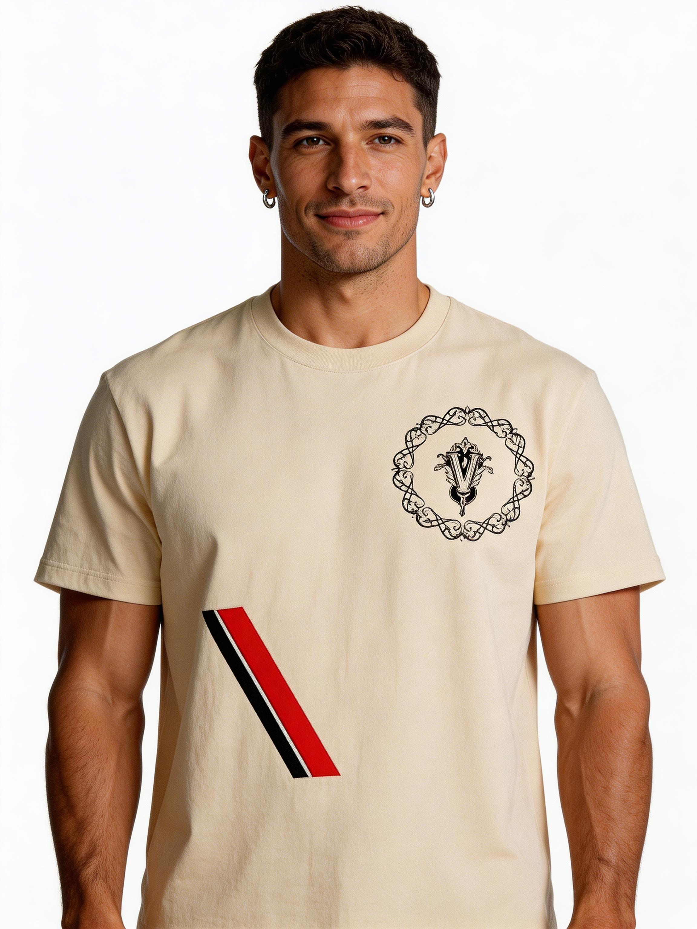 VÉRON Mayfair unisex t-shirt front view on model 4