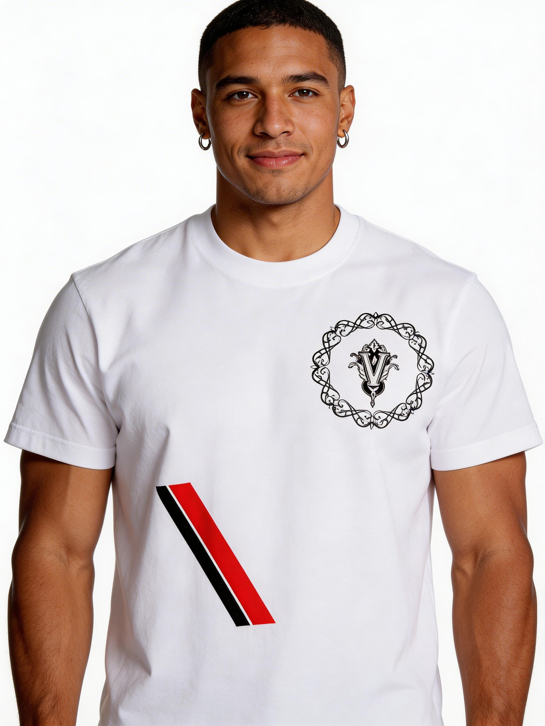VÉRON Mayfair unisex t-shirt front view on model 2