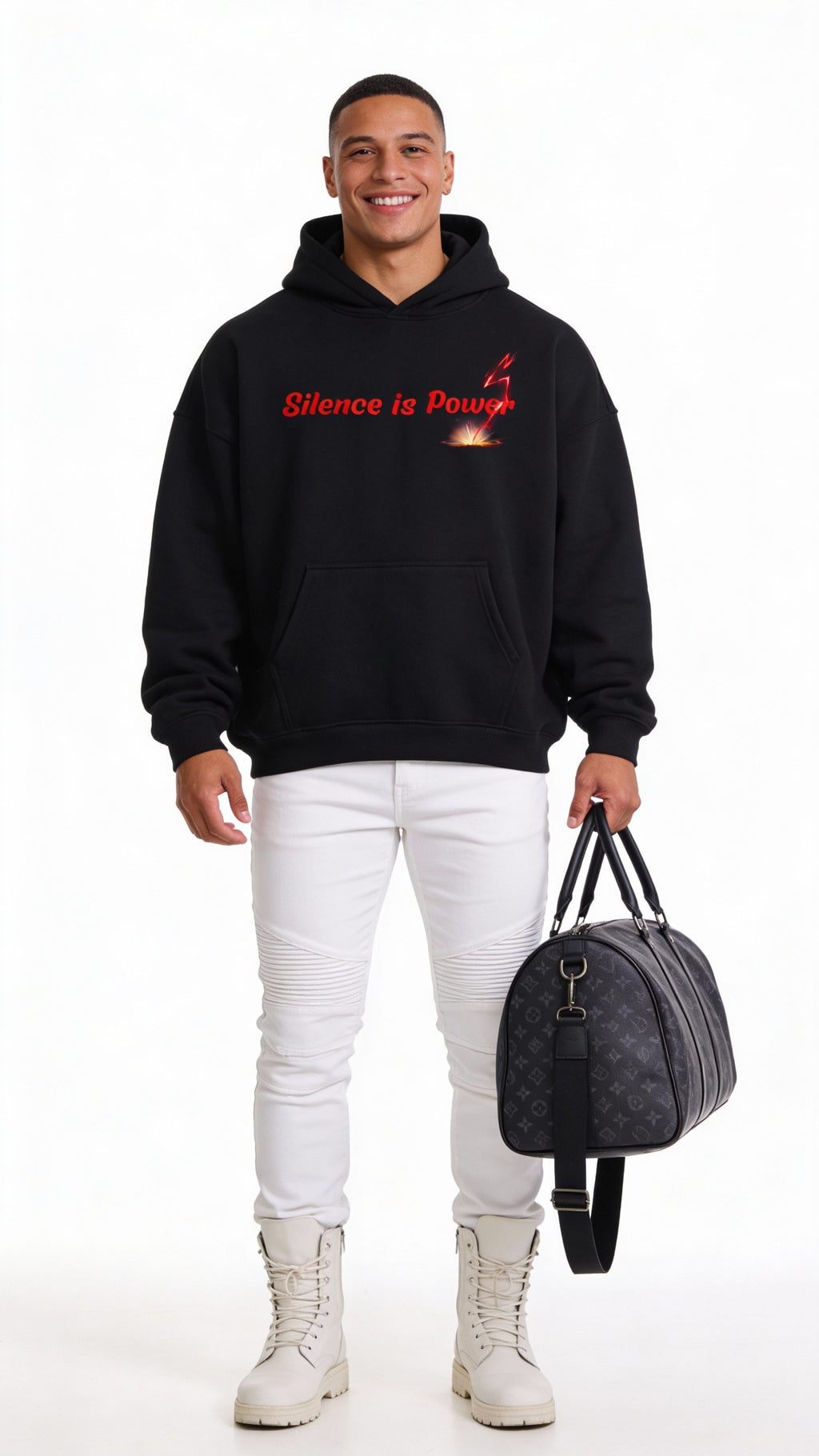 Unisex heavyweight streetwear hoodie VÉRON Silence is Power 1