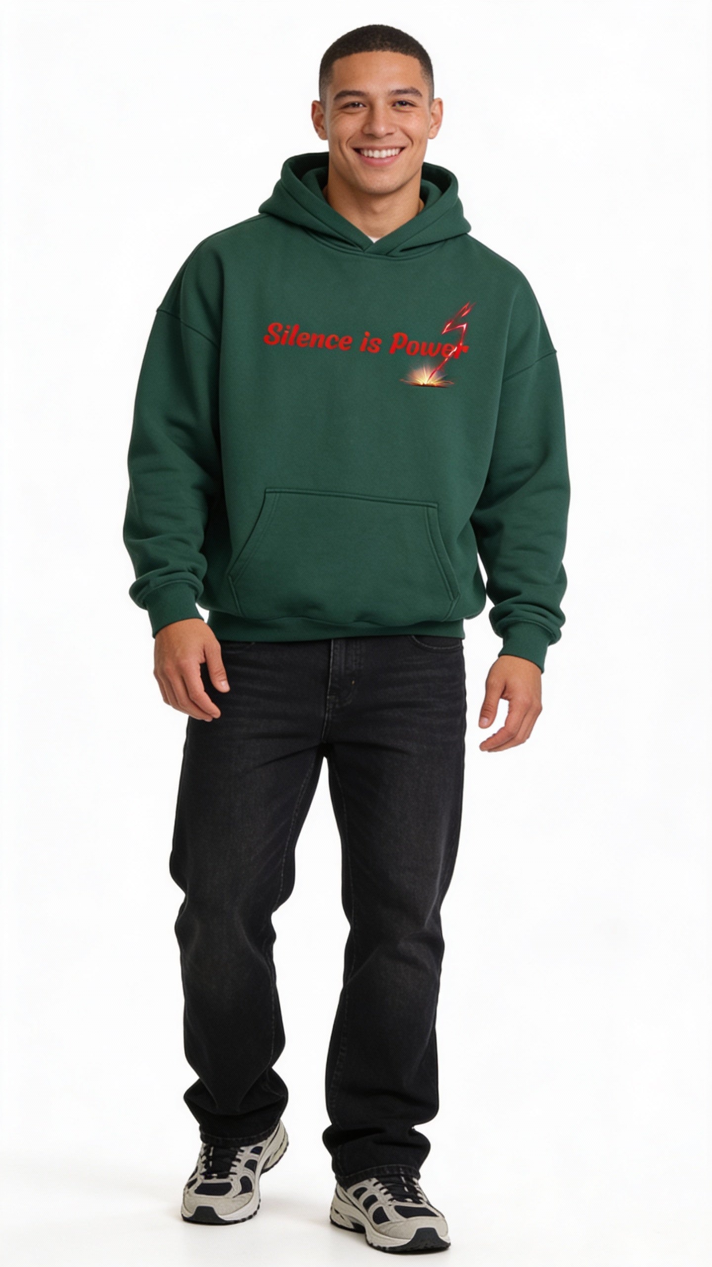 Unisex heavyweight streetwear hoodie VÉRON Silence is Power 4