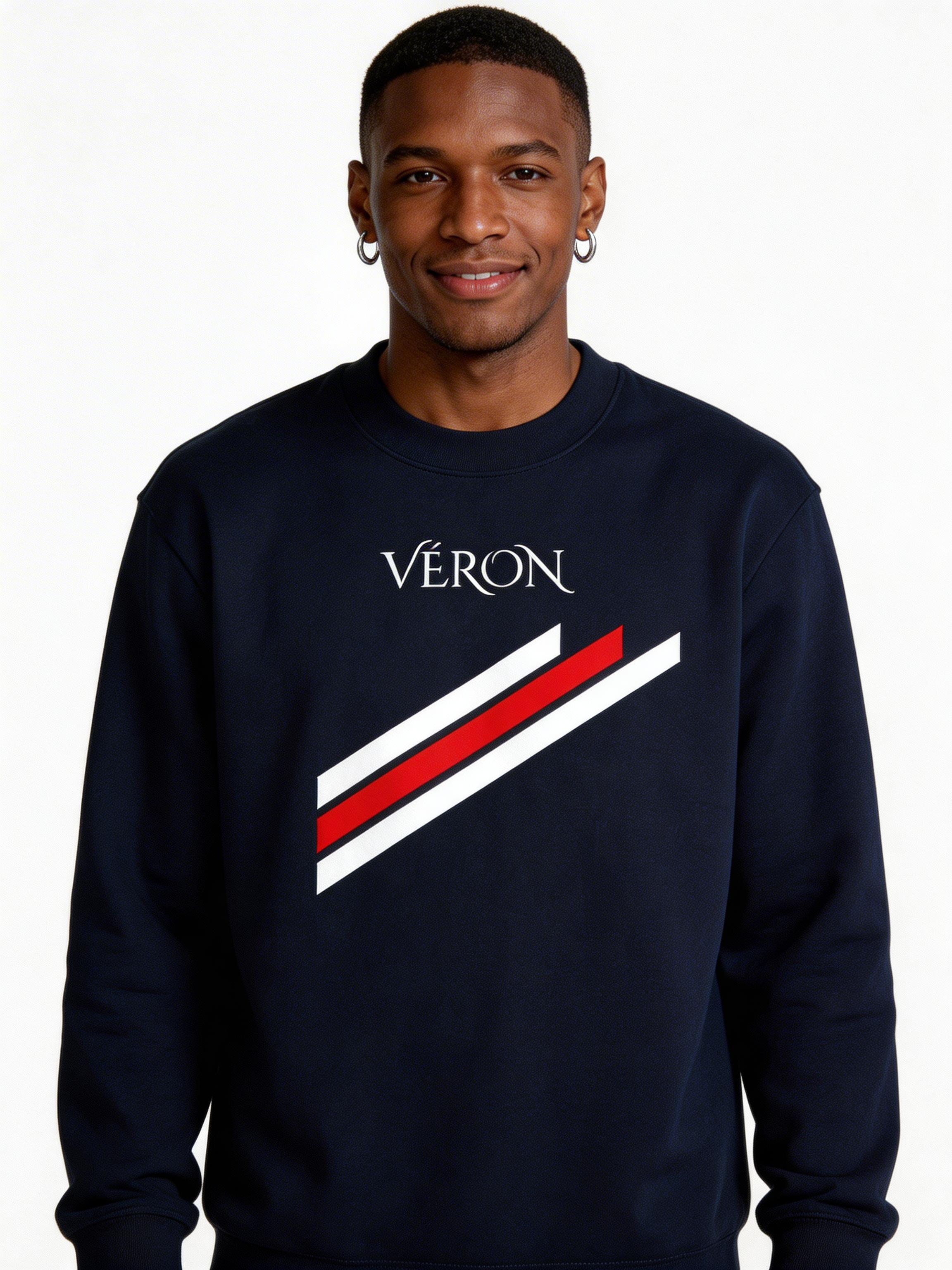 men women wearing VÉRON premium striped crewneck shirt 1