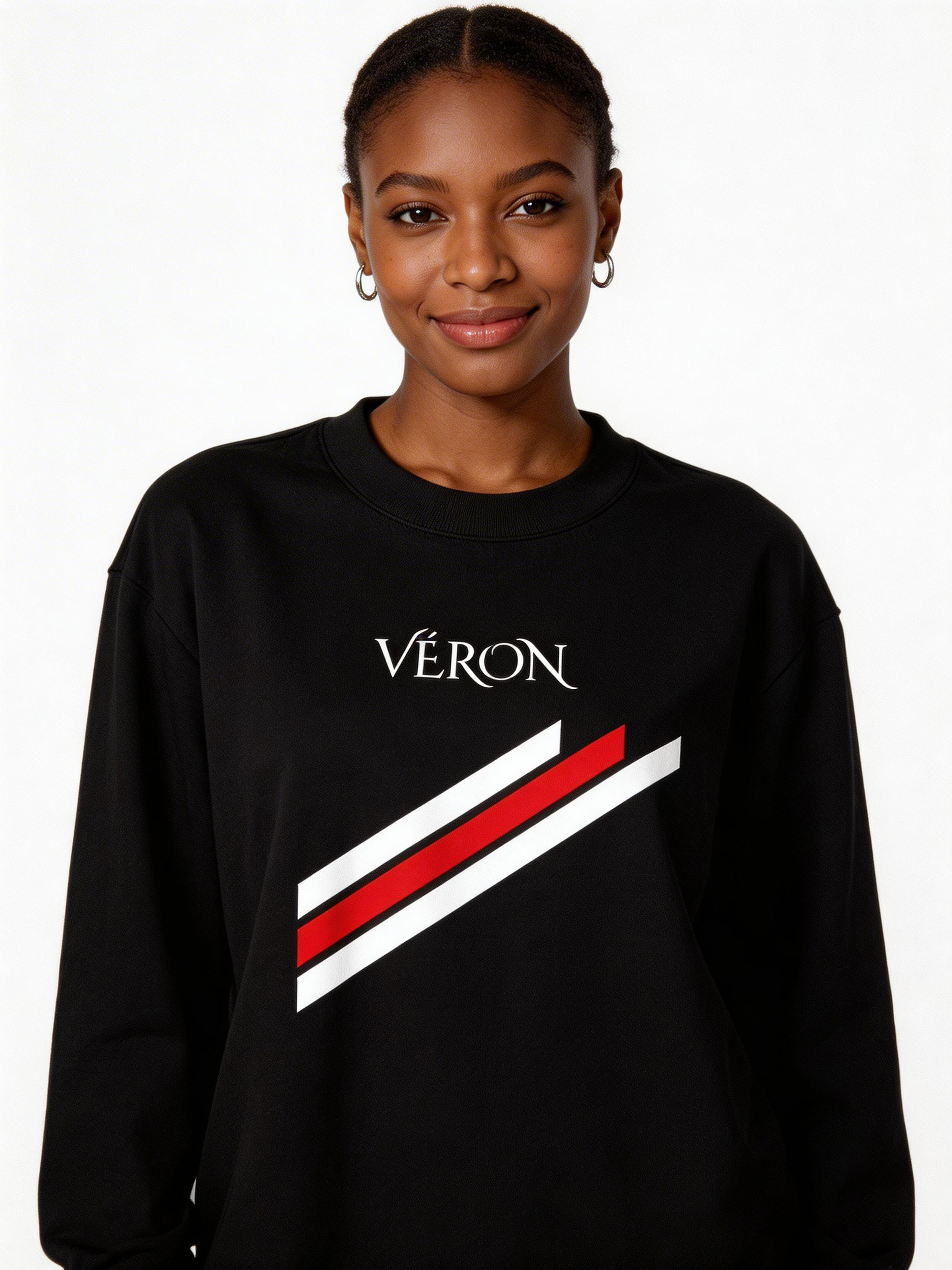 men women wearing VÉRON premium striped crewneck shirt 2