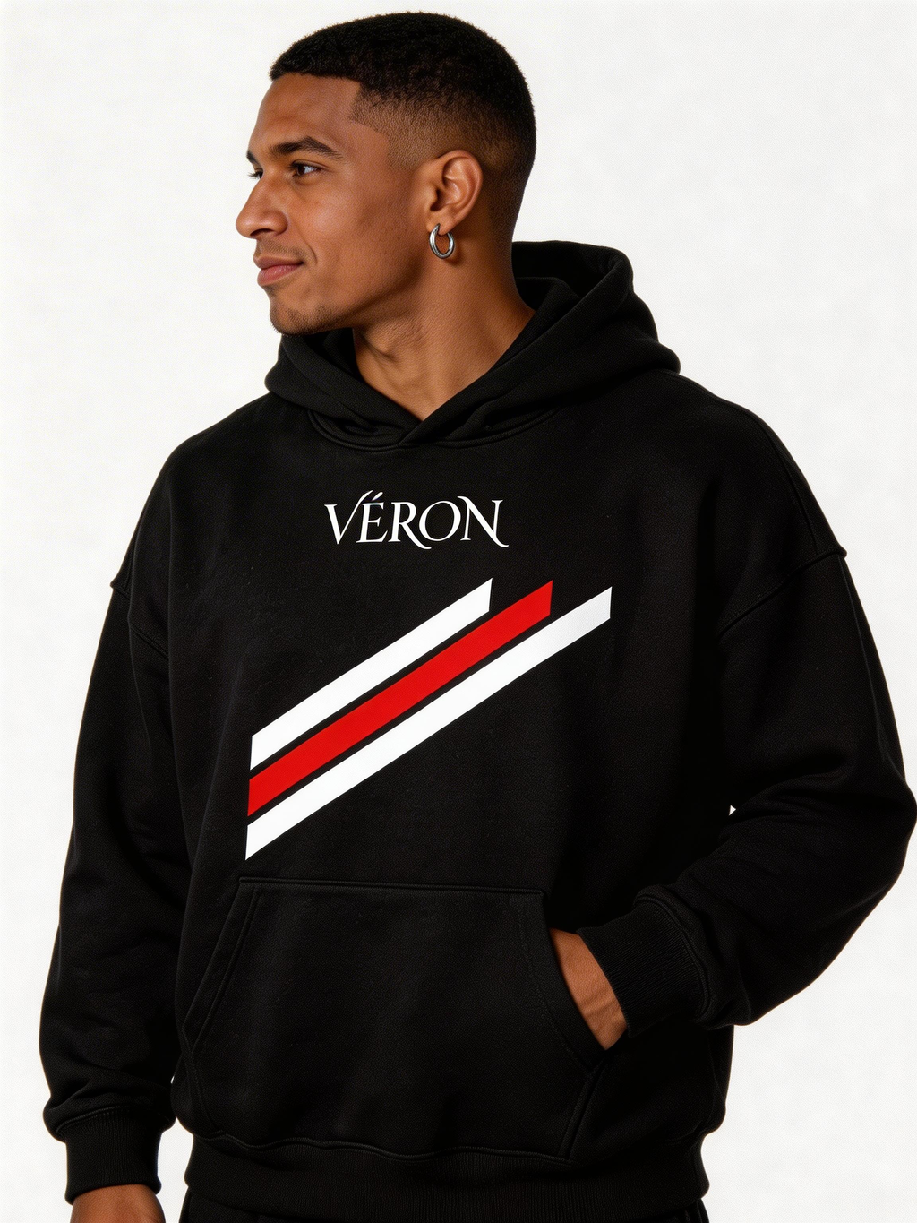 VÉRON Stripes unisex hoodie oversized luxury streetwear for men and women 4