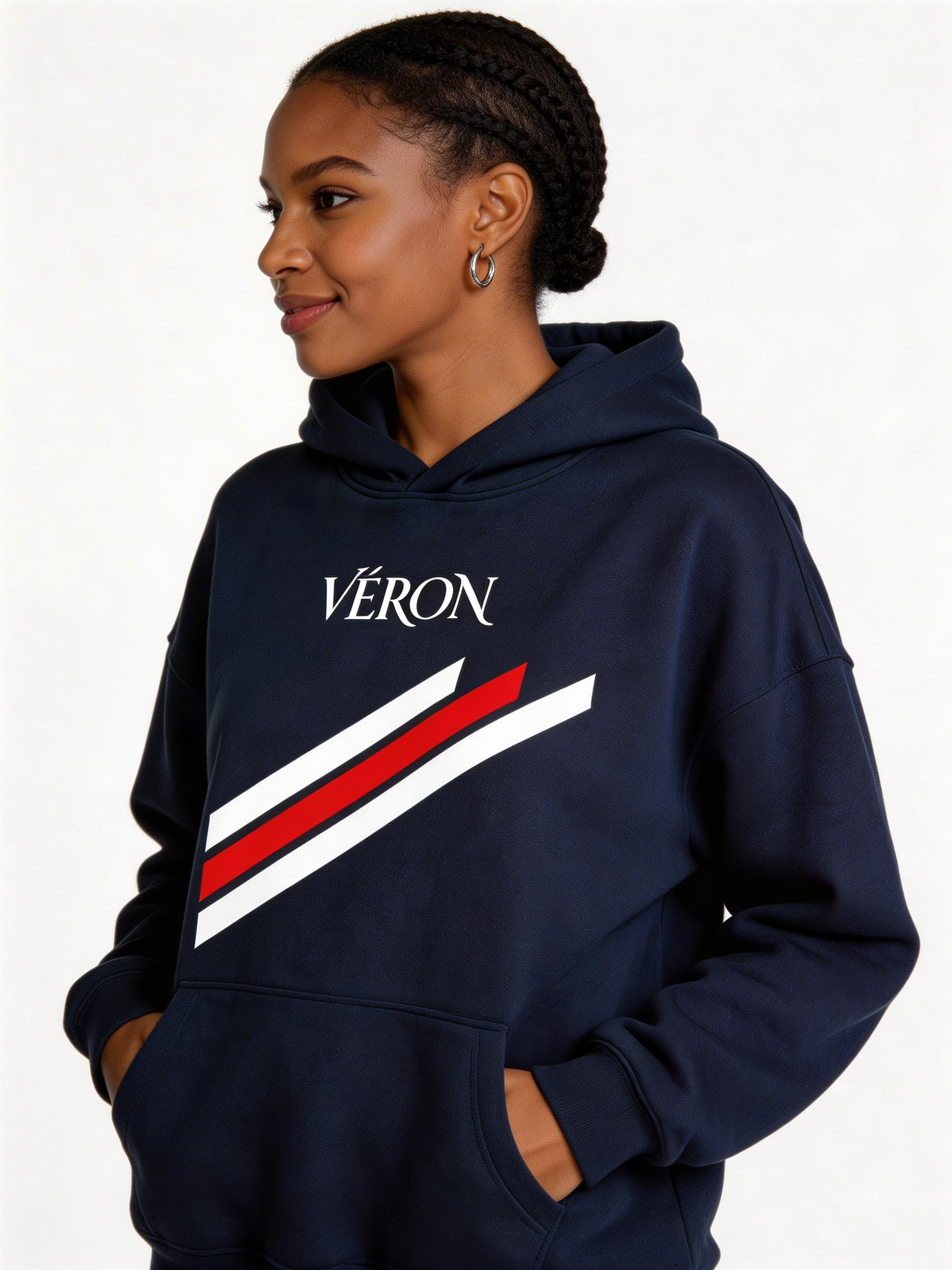 VÉRON Stripes unisex hoodie oversized luxury streetwear for men and women 3