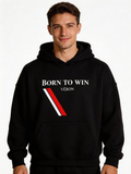 VÉRON Born To Win premium unisex hoodie for men and women white background 1