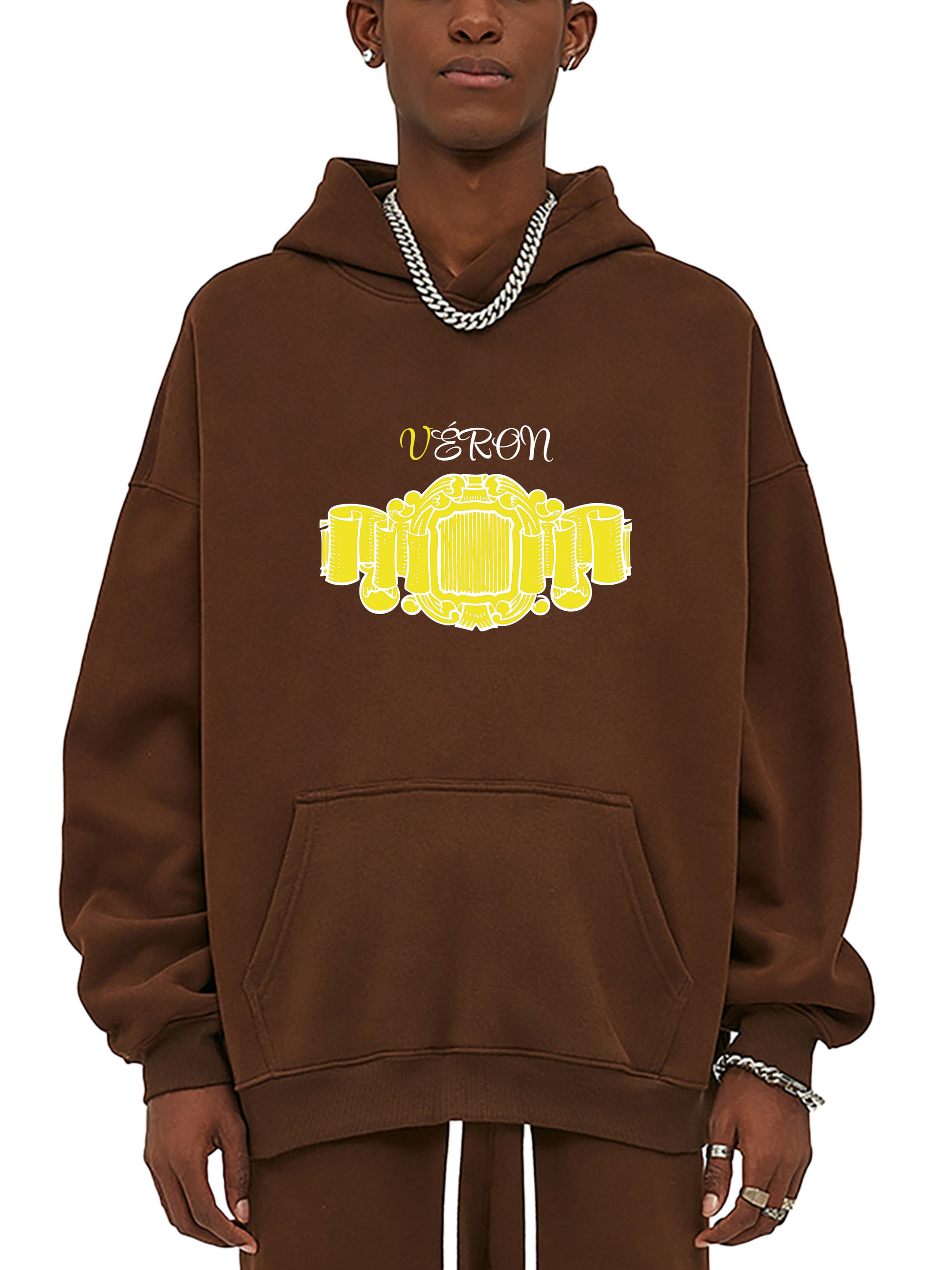 luxury gold accent oversized hoodie for men and women 1