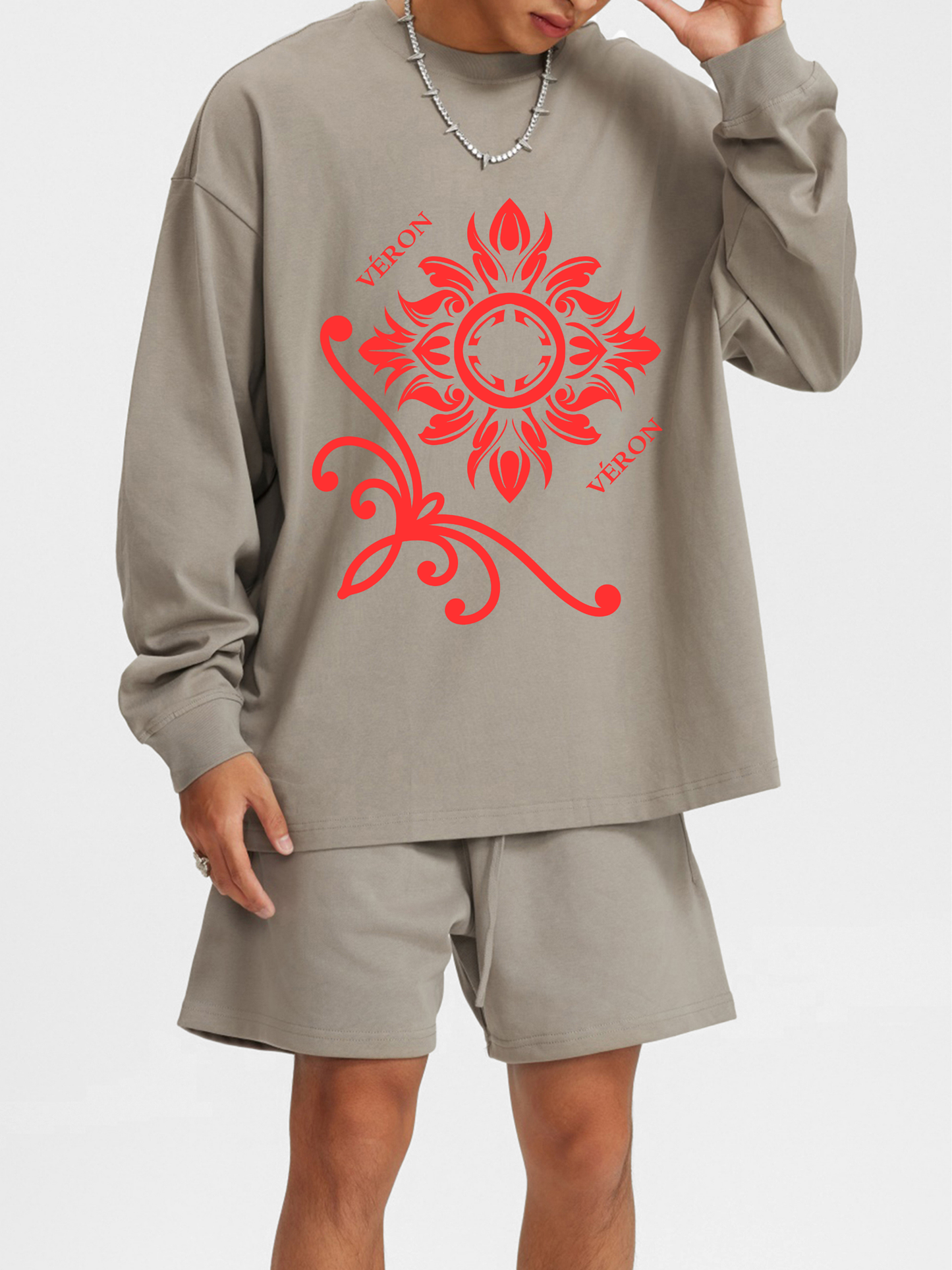 VÉRON Rouge Magnum premium oversized long sleeve shirt 5