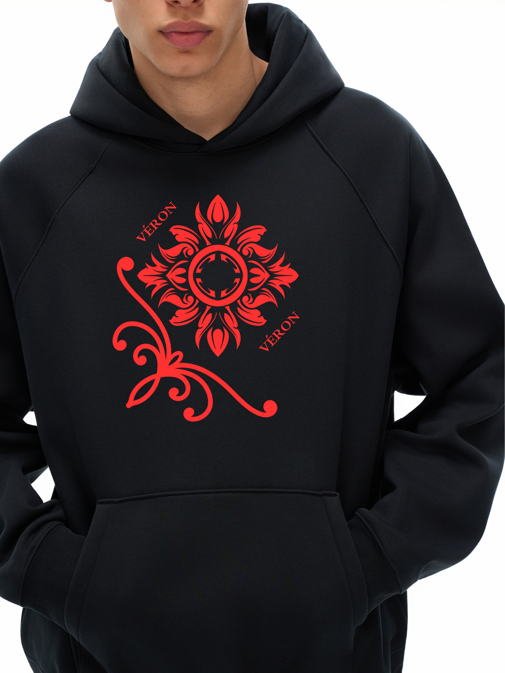 “VÉRON Rouge Magnum Premium Hoodie – Luxury Streetwear for Men and Women” 3