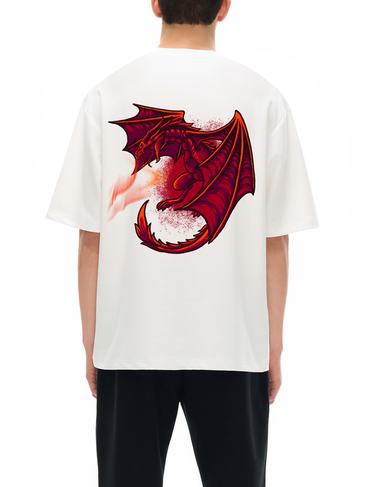 Close-up dragon design on VÉRON premium T-shirt 1