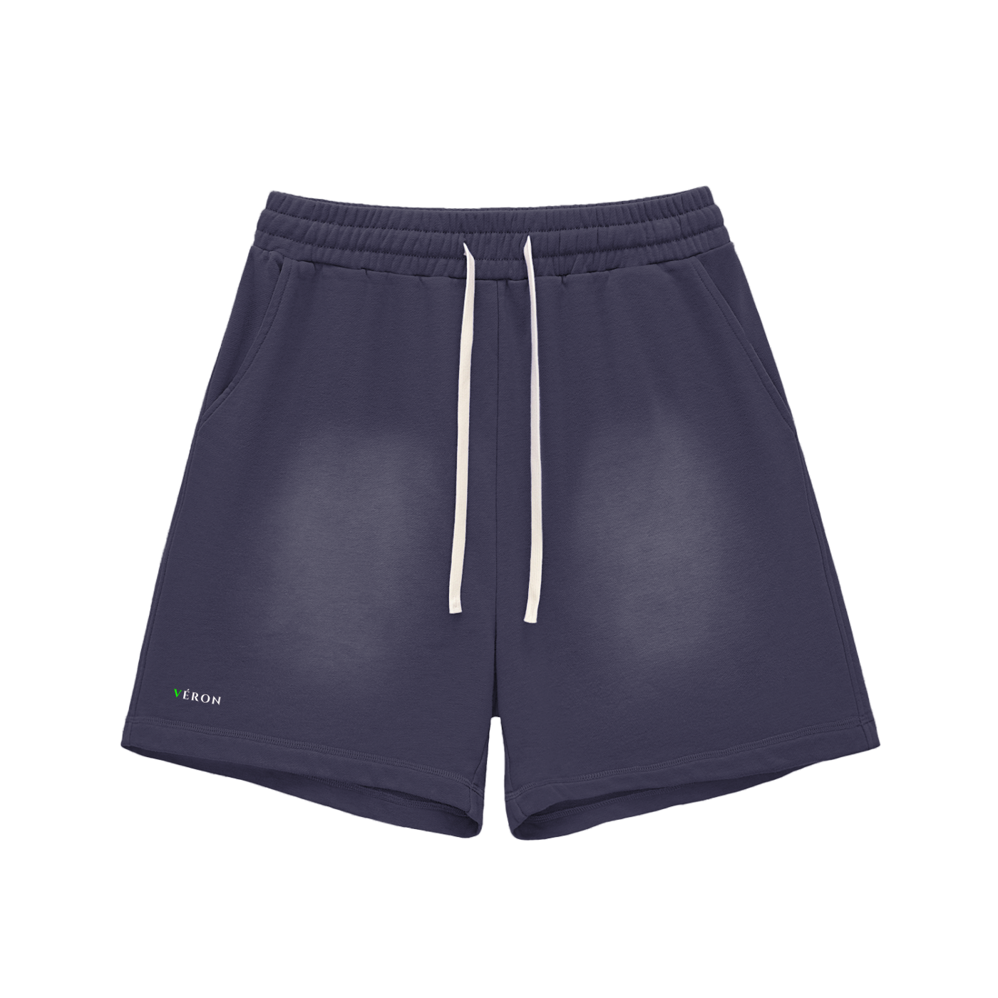 VERON Navy blue shorts with a white drawstring on a white background