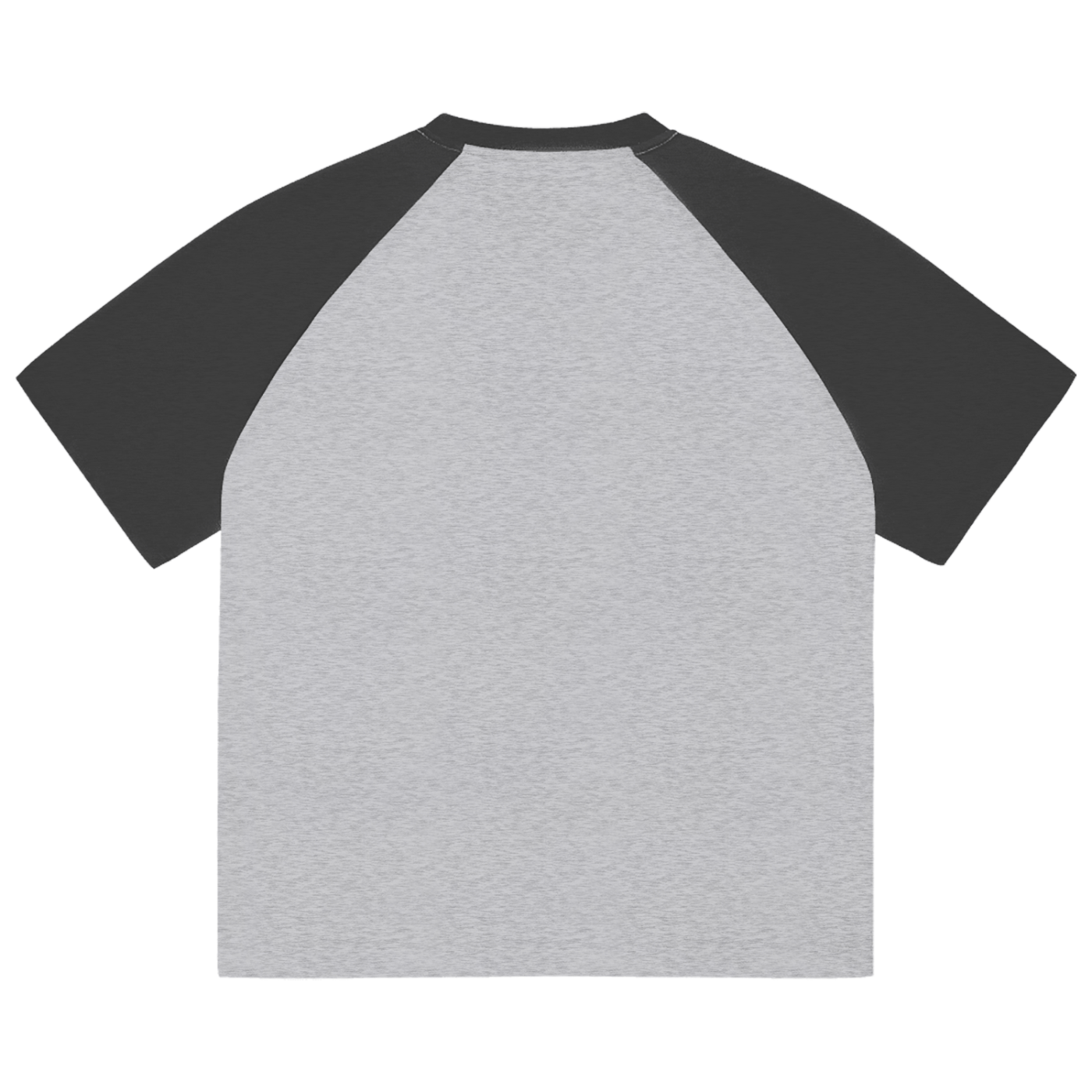 Gray t-shirt with black sleeves on a white background