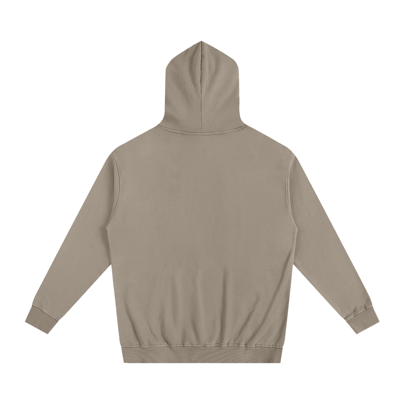 Beige hoodie shown from the back on a white background