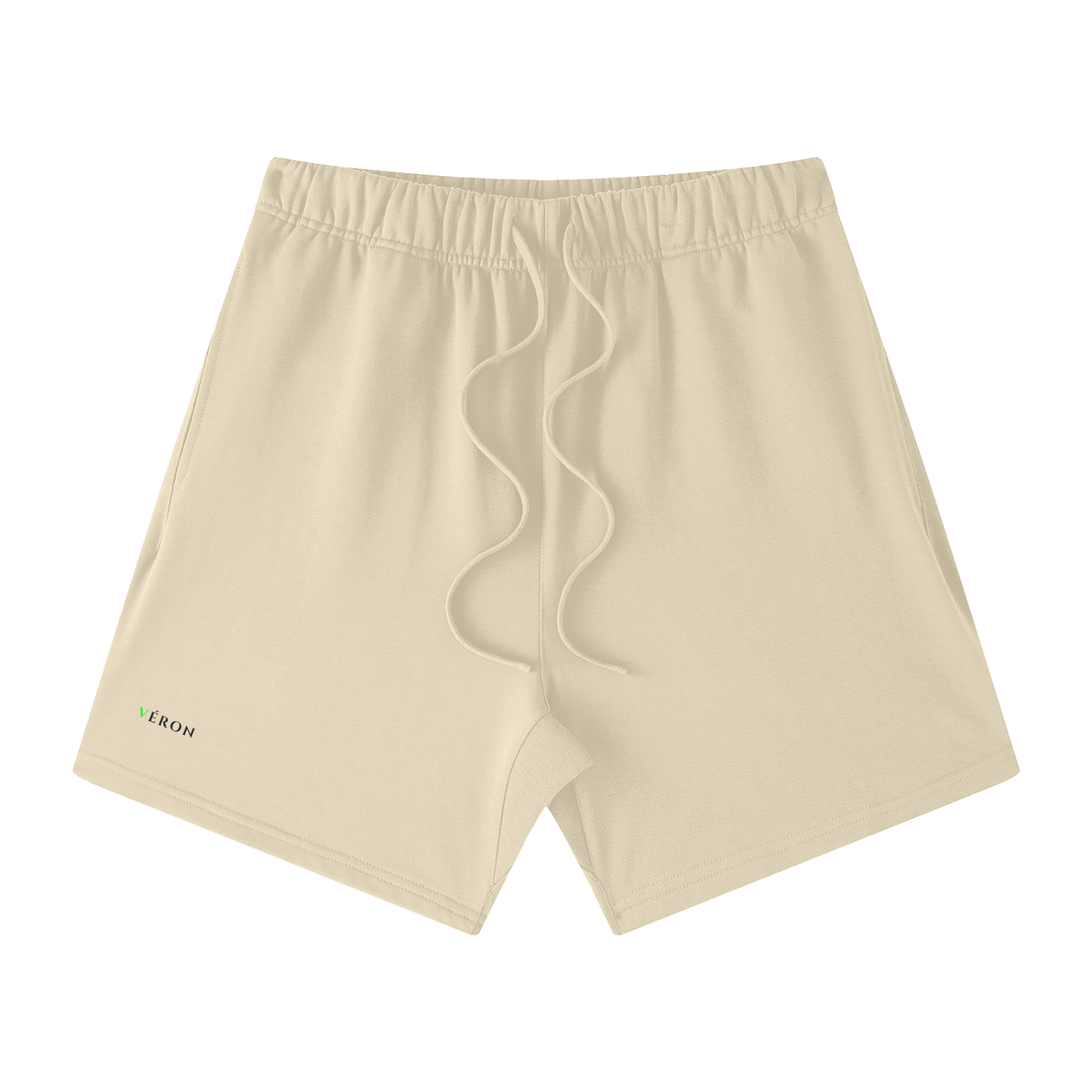 VERON Beige shorts with a brand logo on a white background
