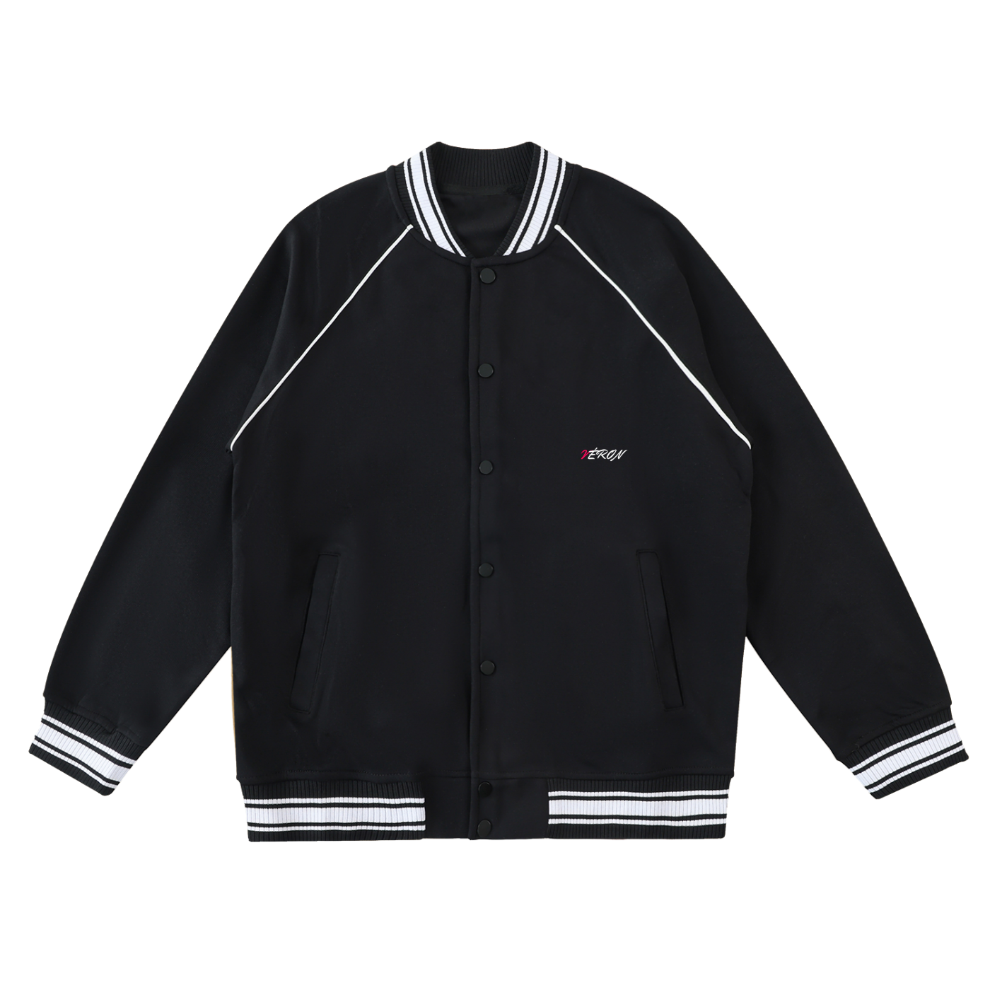 VÉRON Le Jardin Secret Varsity Jacket front view unisex streetwear