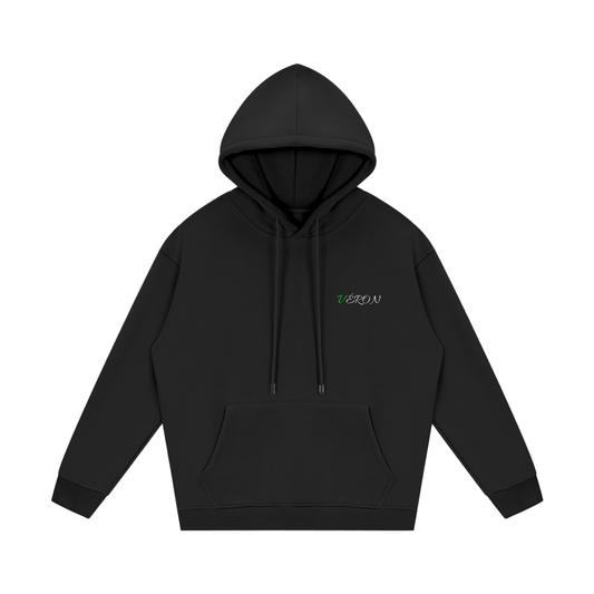 VÉRON Arc de Triomphe hoodie front view with embroidered Paris graphic.

