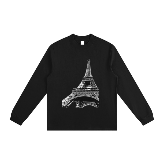 Model wearing VÉRON Paris-inspired streetwear long sleeve shirt 1