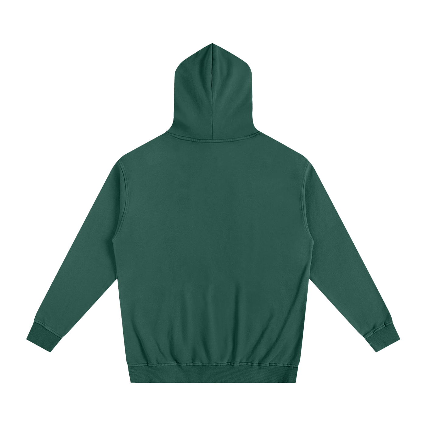 Green hoodie shown from the back on a white background
