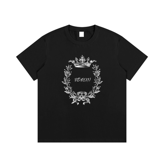 VÉRON La Couronne Unisex Premium T-Shirt flat lay on white background

