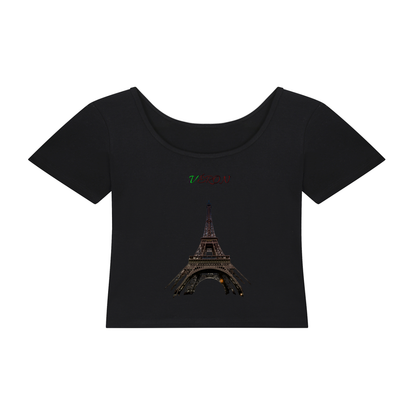 Eiffel Tower graphic close-up on VÉRON premium women’s t-shirt.