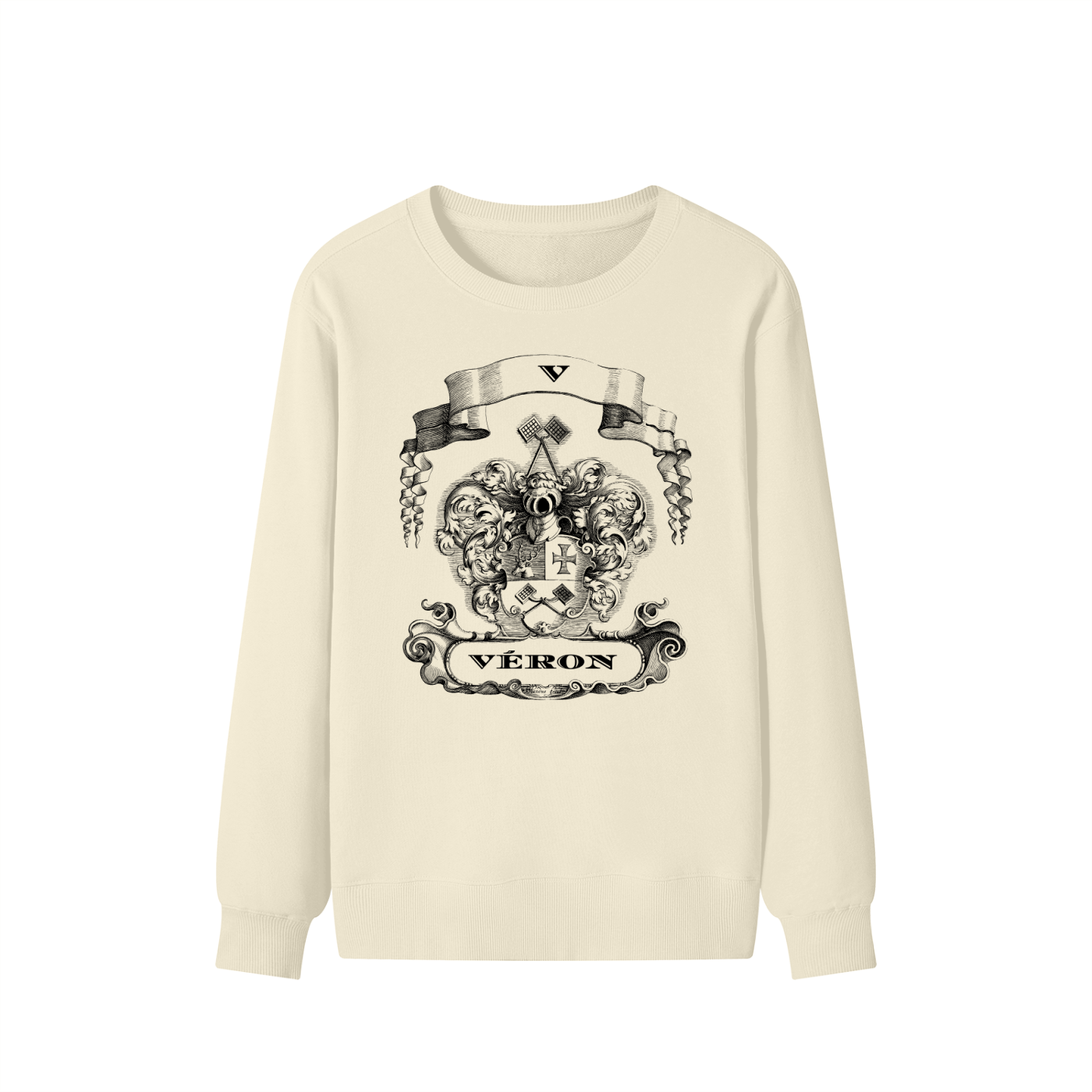 VÉRON Le PADRE premium unisex sweatshirt front view in beige