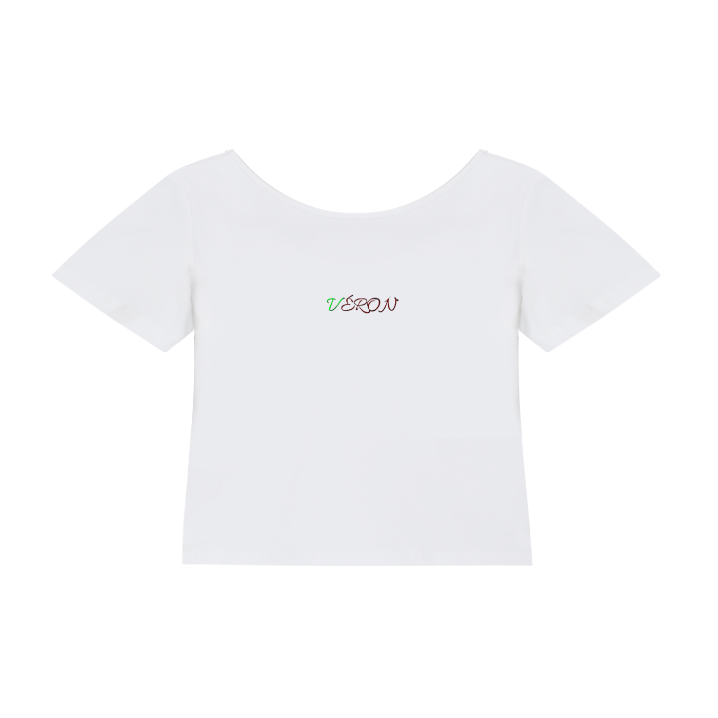 Back view of VÉRON La Tour Eiffel Premium Women’s Shirt in white.


