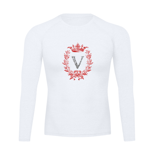 VERON White long-sleeve shirt with red emblem on a white background