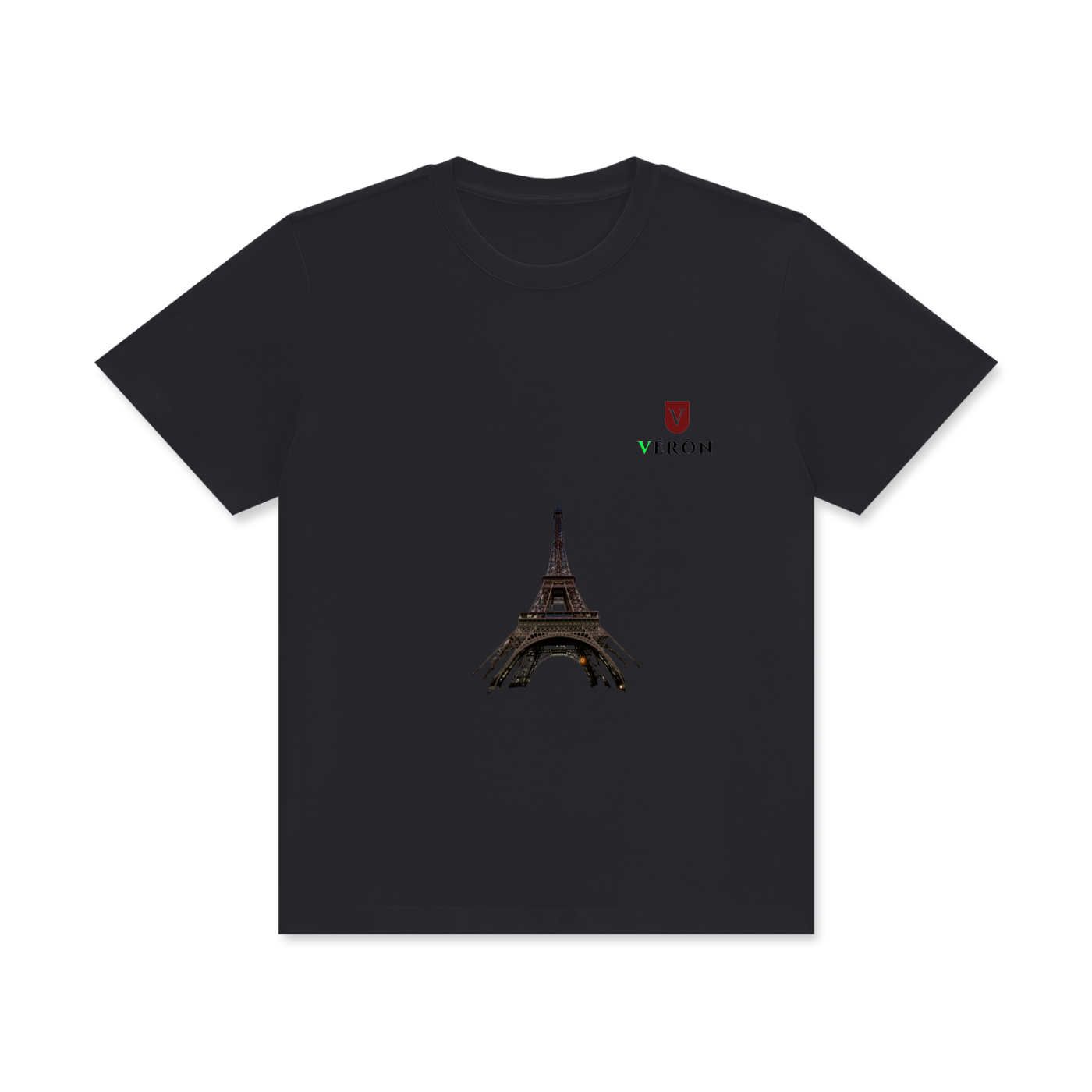 VÉRON PARIS Premium unisex t-shirt front view in black.

