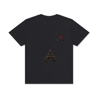 VÉRON PARIS Premium unisex t-shirt front view in black.

