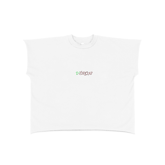 VÉRON ICI C’EST PARIS Premium Unisex Tank Top front view white color.

