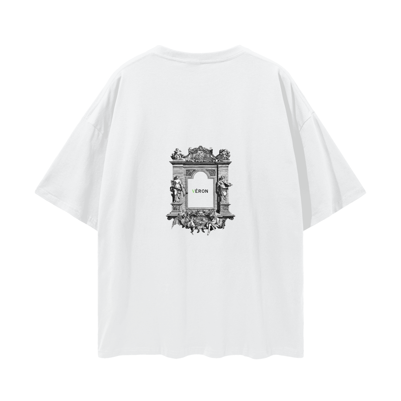 Female model styling VÉRON Portes de Lumière unisex graphic tee