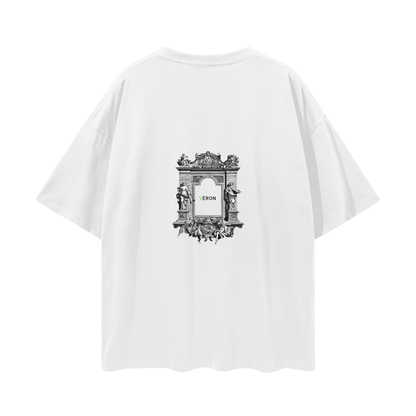 Female model styling VÉRON Portes de Lumière unisex graphic tee