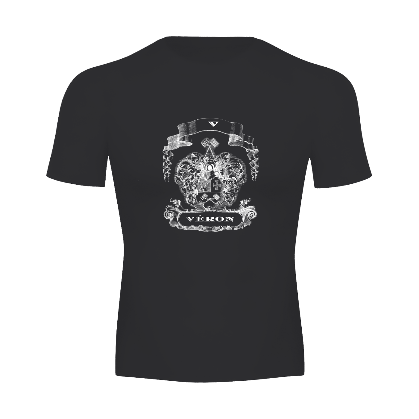 VÉRON Le PADRE Performance Short Sleeve T-Shirt front view in black
