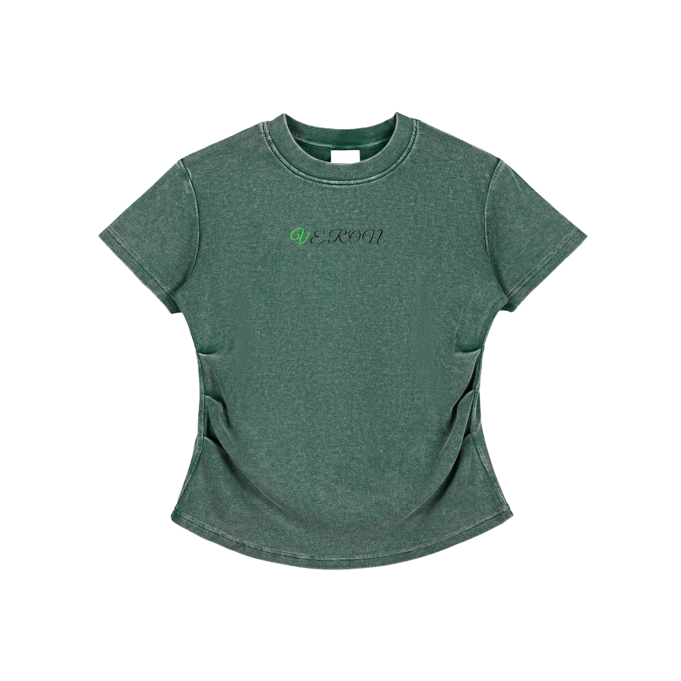 VÉRON Women's tee folded showcasing heavyweight premium fabric. 

