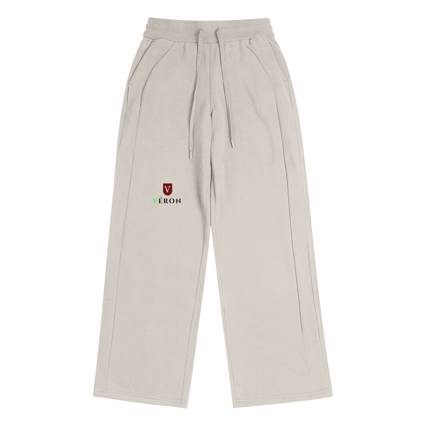 LA Plume women's comfort pants by VÉRON in beige streetwear style.


