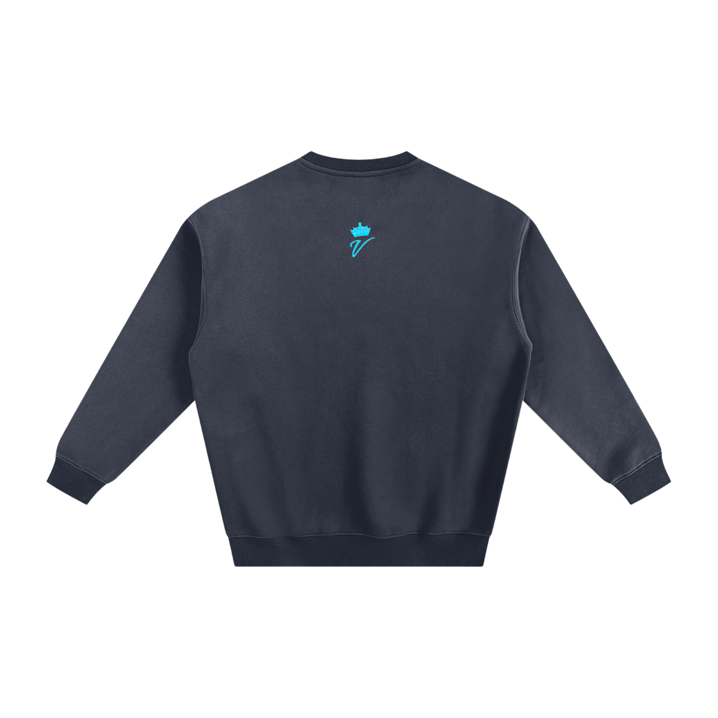 VÉRON Berkeley sweater highlighting fabric thickness and quality navy back.

 