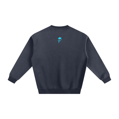 VÉRON Berkeley sweater highlighting fabric thickness and quality navy back.

 