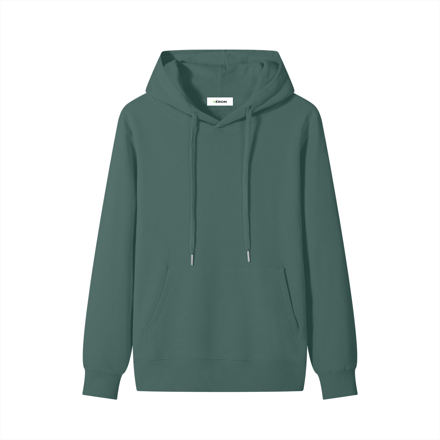 Green hoodie on a white background