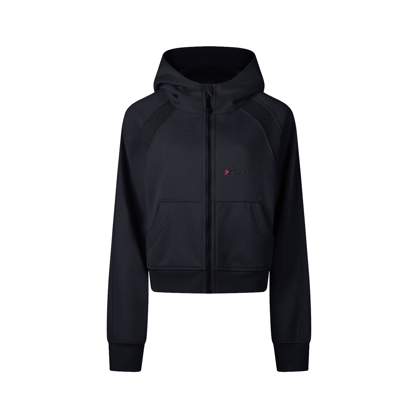 VÉRON LA Plume Hoodie close-up of zipper and collar stitching 1.

