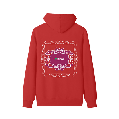 VERON Red hoodie with a decorative emblem on the back 