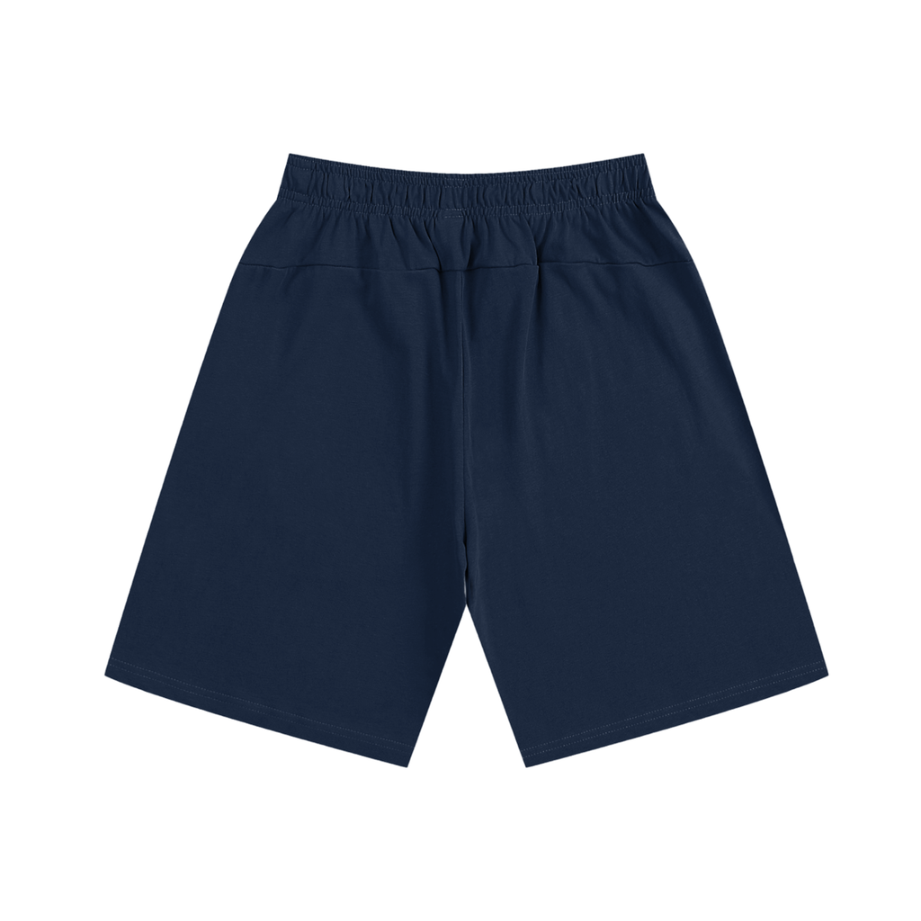 Navy blue shorts on a white background