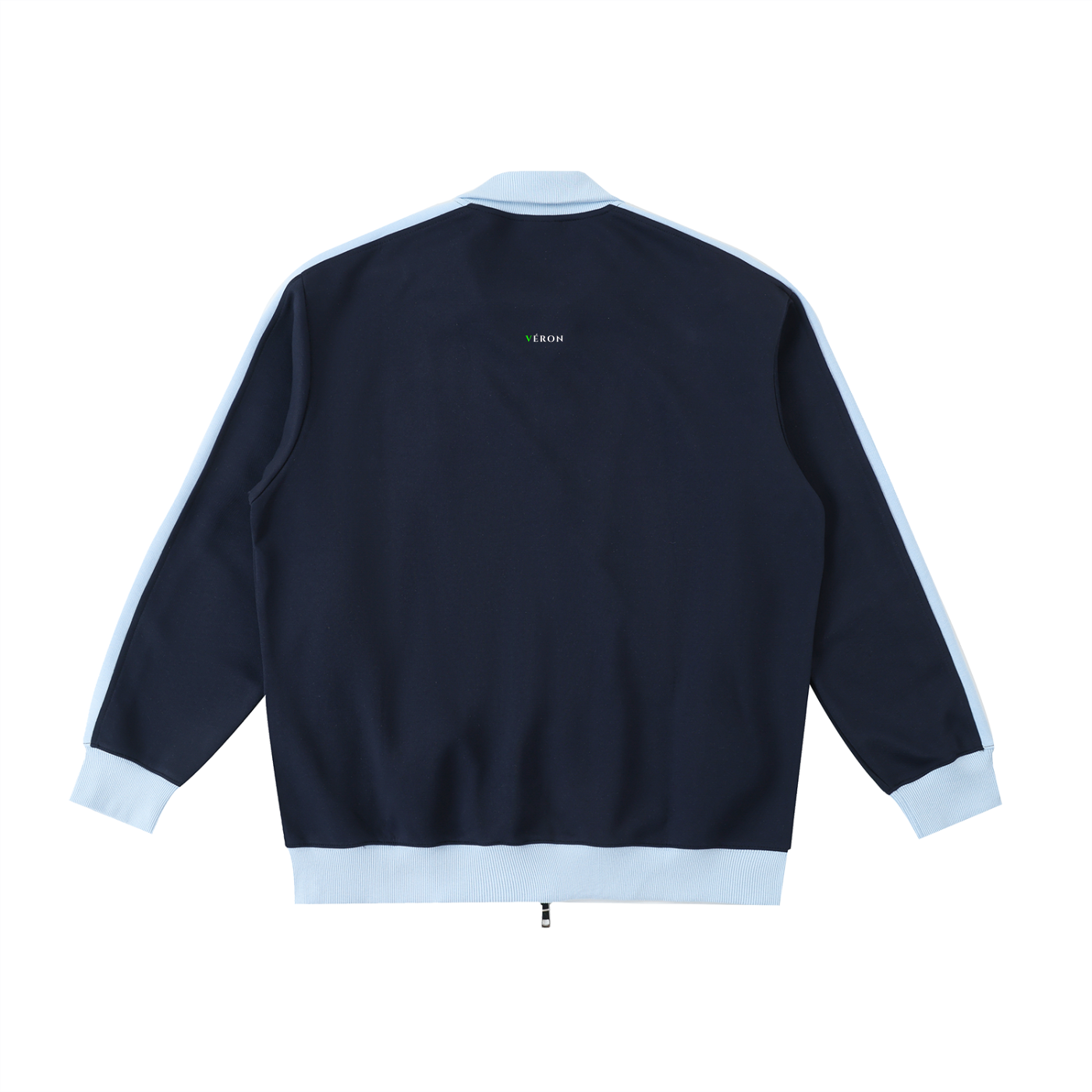 VERON Navy blue jacket with white accents on a white background