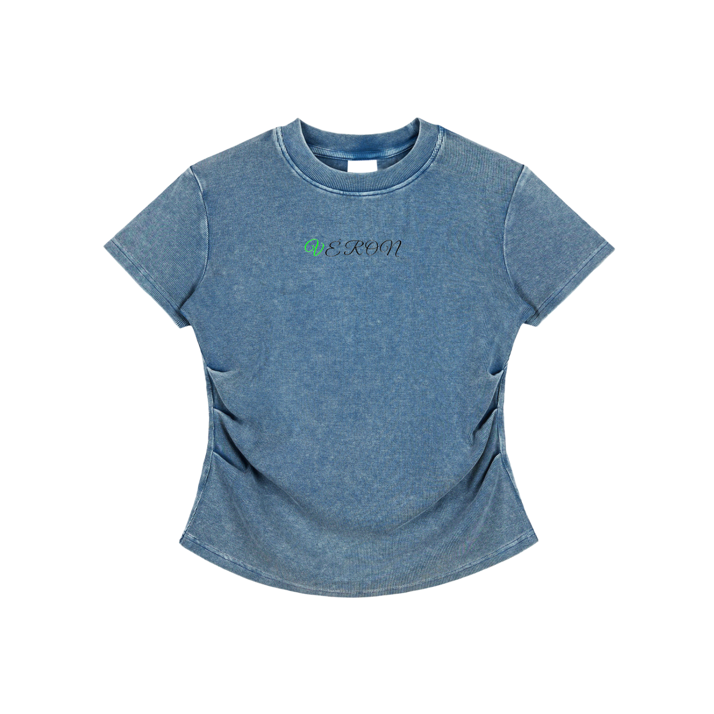 VÉRON Women's Vintage Wash Fitted T-Shirt front view on model.


