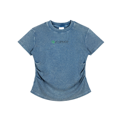 VÉRON Women's Vintage Wash Fitted T-Shirt front view on model.

