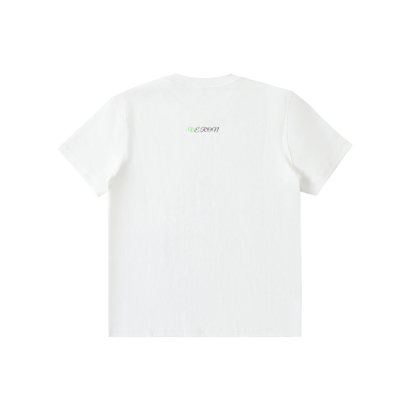 Back view of VÉRON men’s fitted ribbed tee with tapered cut.