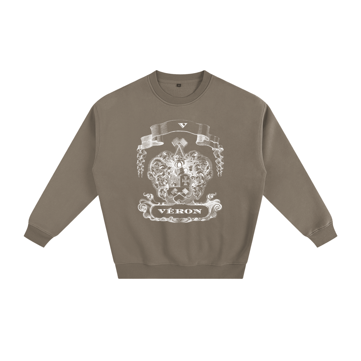 Premium heavyweight cotton sweater VÉRON Le PADRE in dark beige 